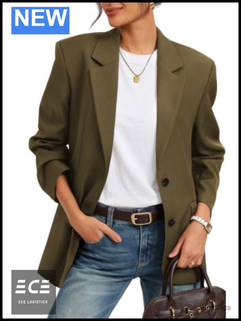 GRACE KARIN Women's Twill Blazer Relaxed Fit Business Casual